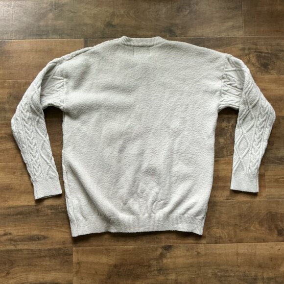 Aelfric Eden Cable Knit Crewneck Sweater Light Gray Women’s Size Large - Picture 4 of 6